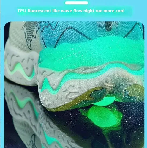 Women's cushioned running shoes with thick rubber soles in a no-lace design on a neutral background.