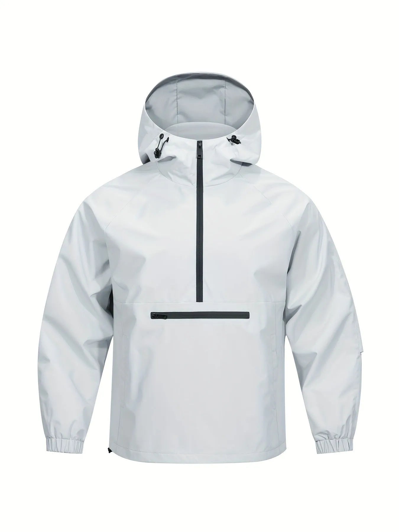 Men's Korean-style loose half-zip hooded corduroy jacket in rabbit fur blend