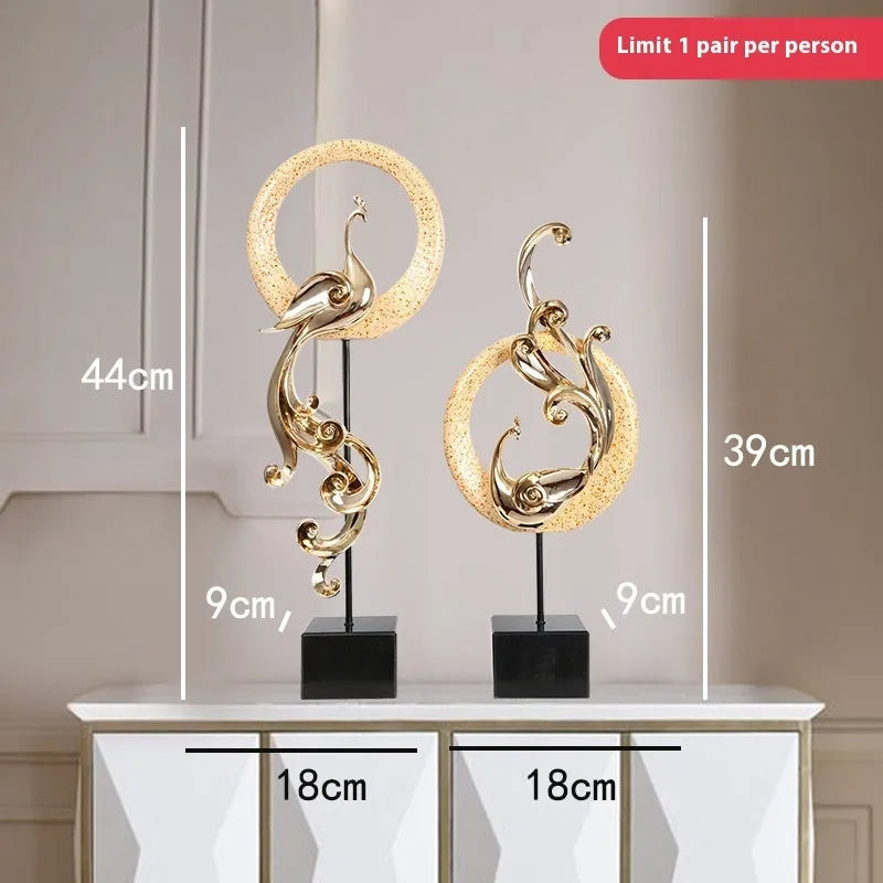 European style synthetic resin Phoenix ornament in rose gold, elegant silver, or festive red colour.