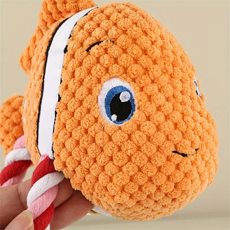 Turtle-shaped grey dog chewing toy with knotted rope core measuring 25cm
