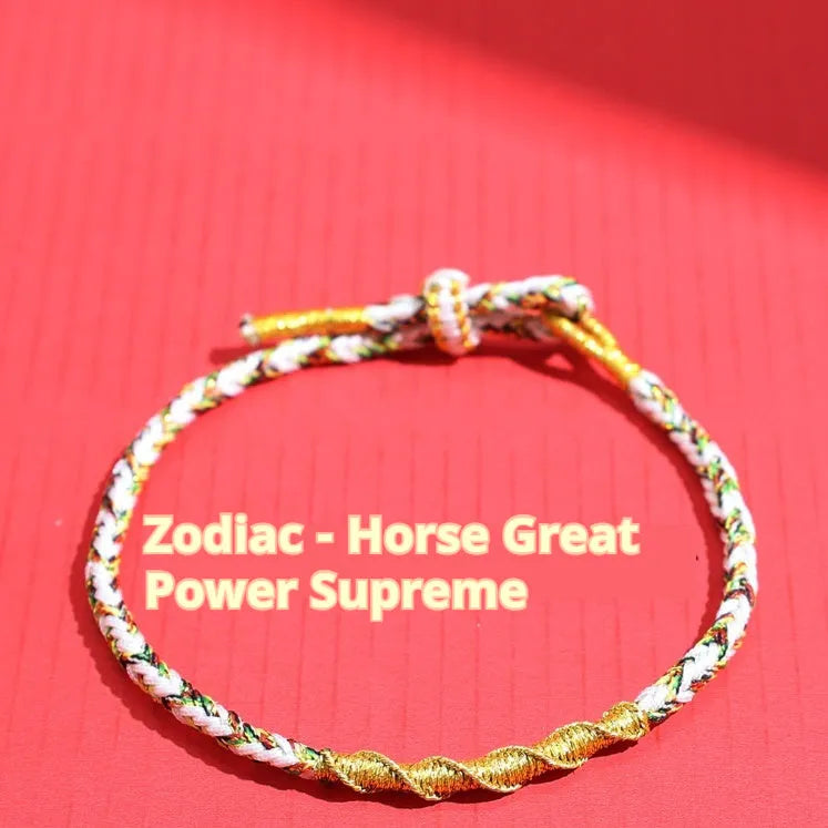 Hand-woven eight-strand colourful guard strap with flexible wire showing zodiac colour options