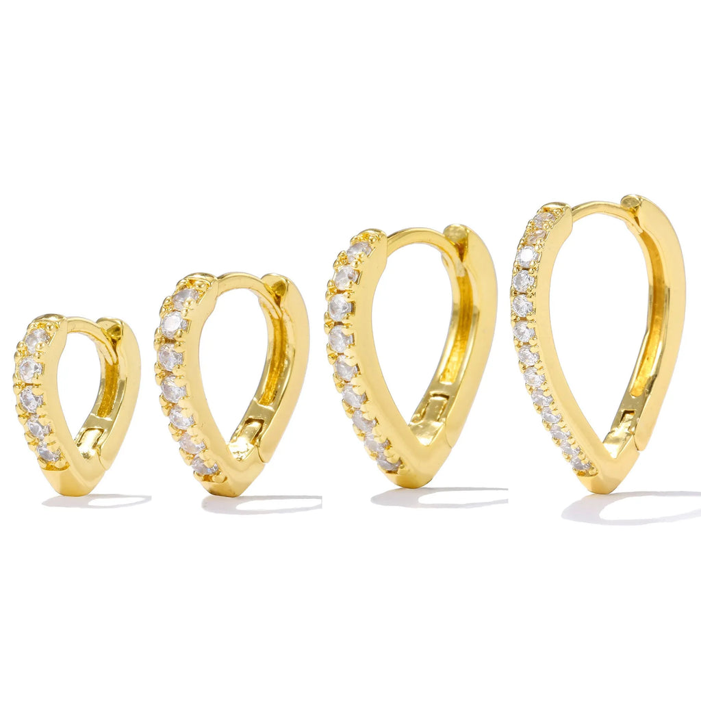Geometric heart-shaped women's ear clip with electroplated gold finish on copper base material