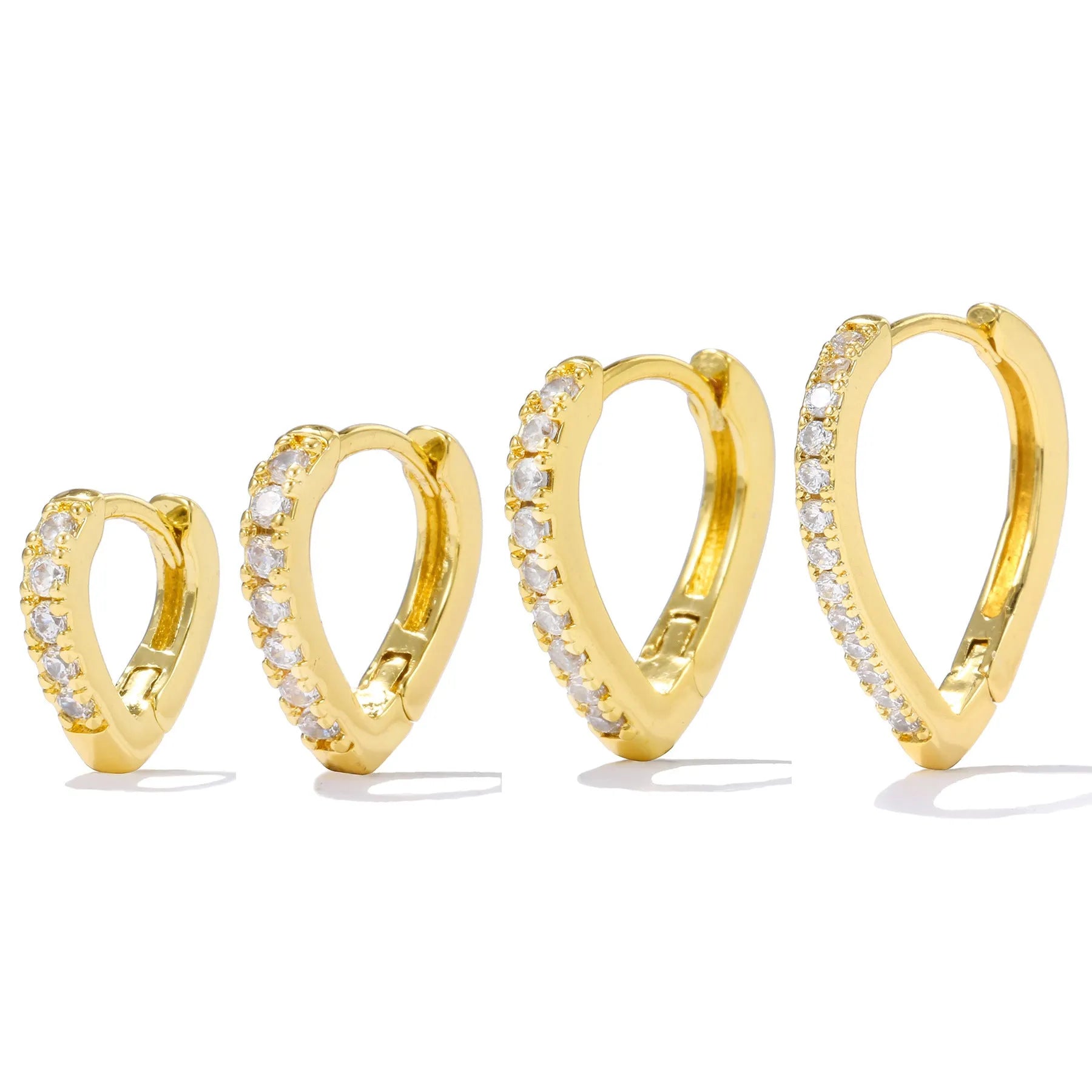 Geometric heart-shaped women's ear clip with electroplated gold finish on copper base material