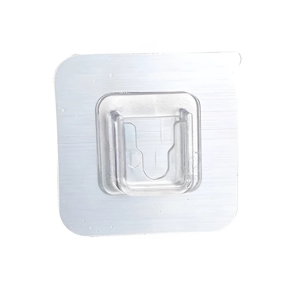 Transparent plastic hook with double-sided adhesive patch snap button for hanging