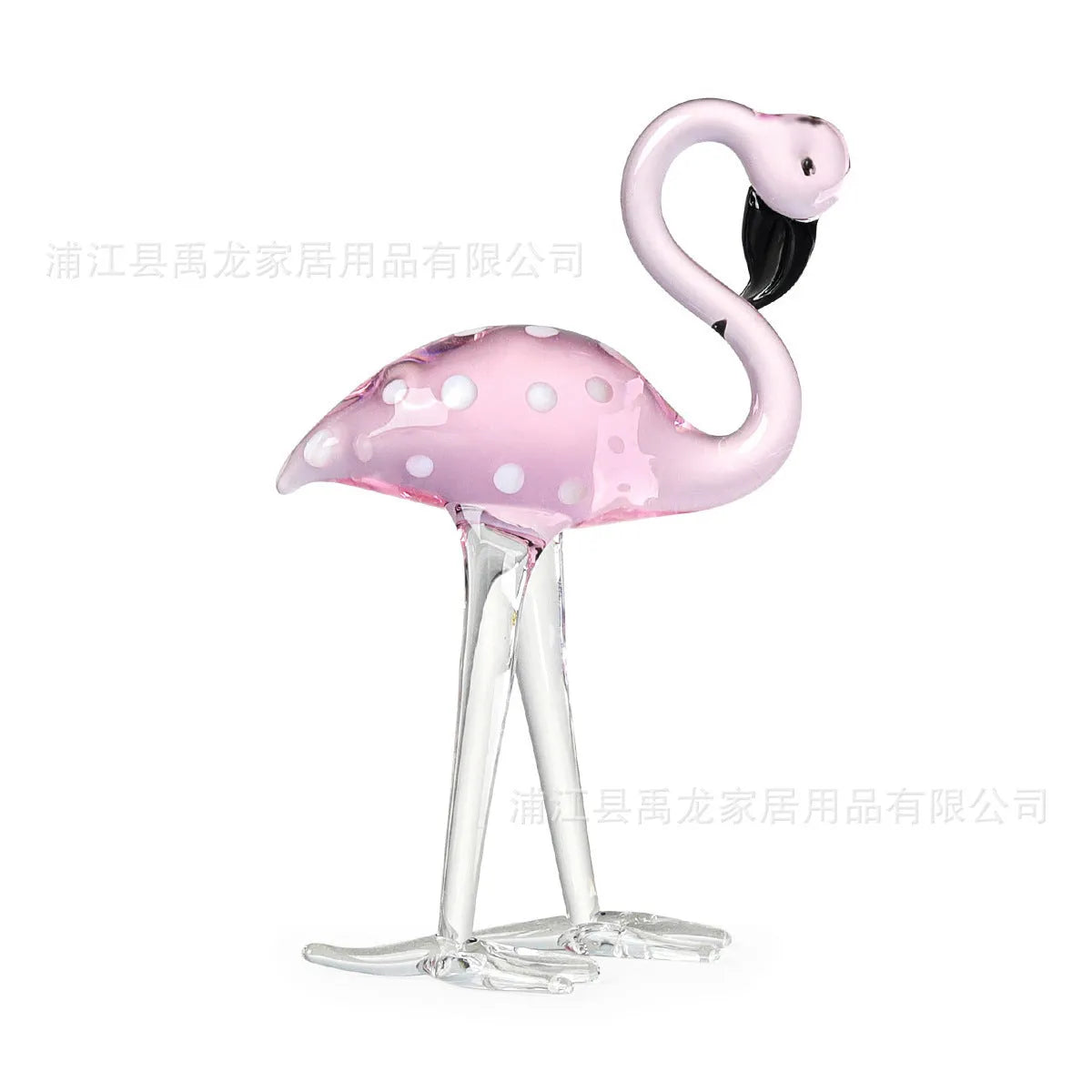 Pink crystal flamingo decorative craft with dots for table display