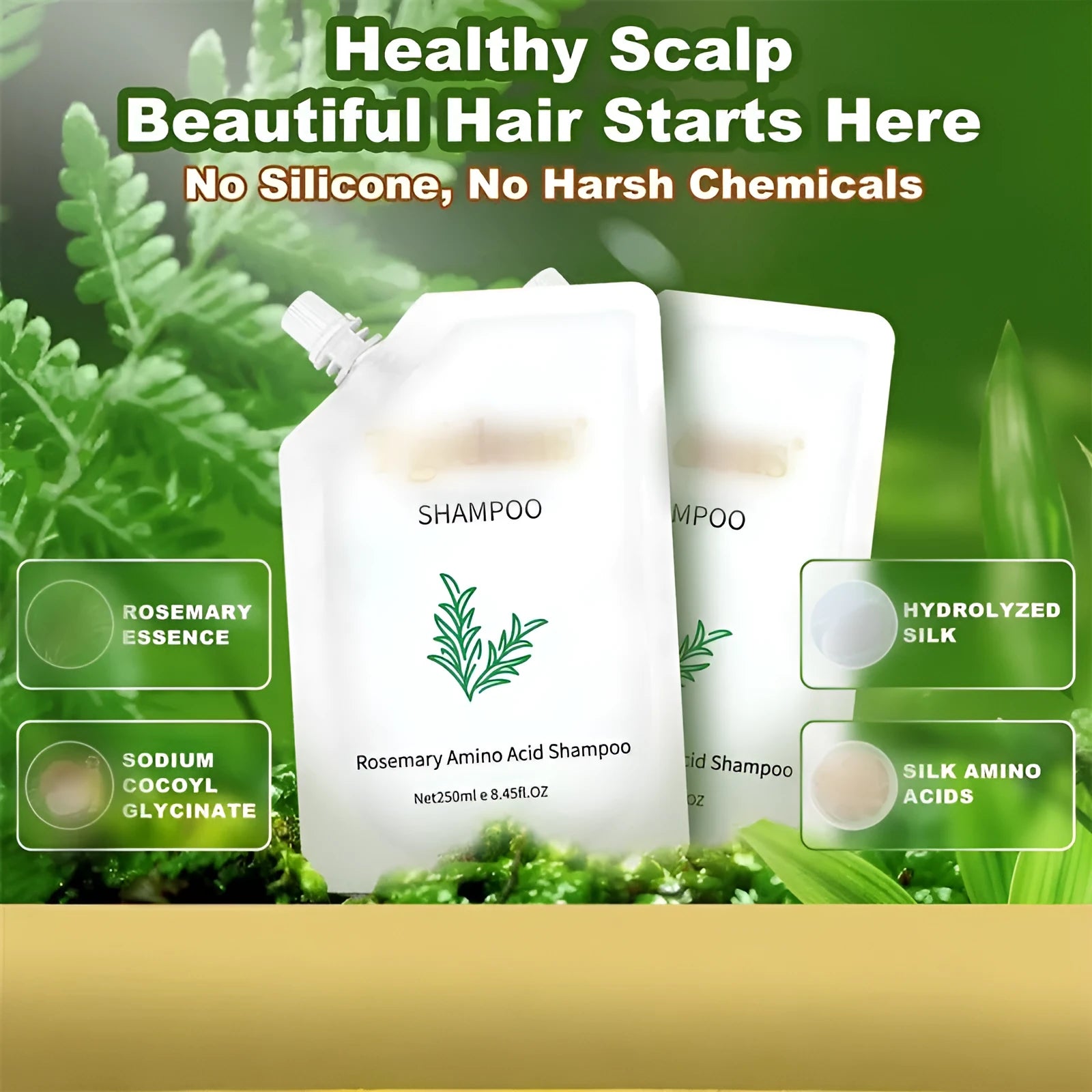 250ml bagged moisturising shampoo for daily hair care soft cleaning