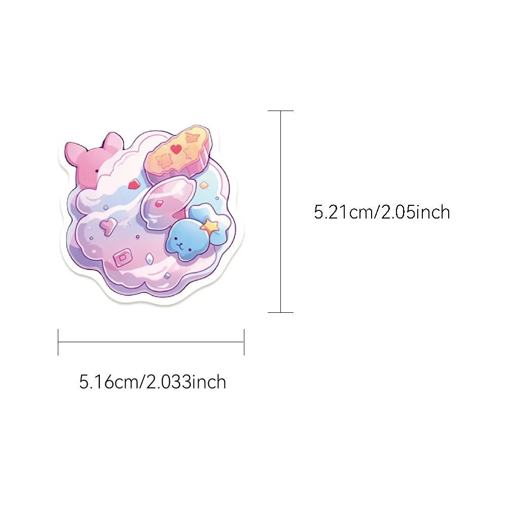 Waterproof cute candy small object decorative stickers, 50 sheets, 4-7cm each.