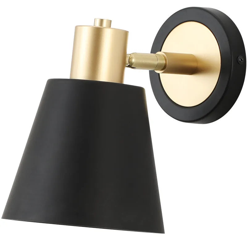 Nordic style iron wall lamp with four design variations for bedside or living room lighting