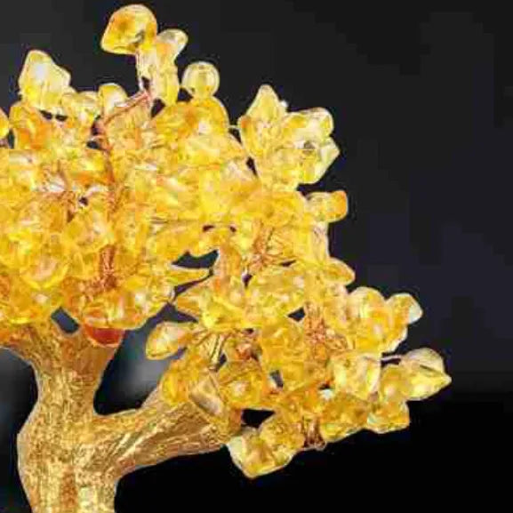 Citrine small water turtle money tree Feng Shui ornament in Chinese style resin