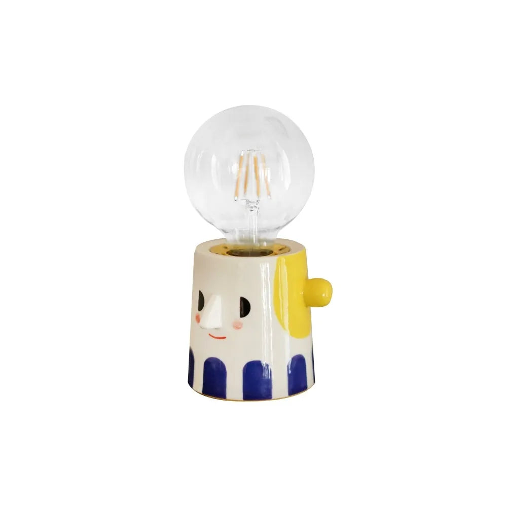 Handmade ceramic table lamp with ball headlight design for bedside and birthday decoration