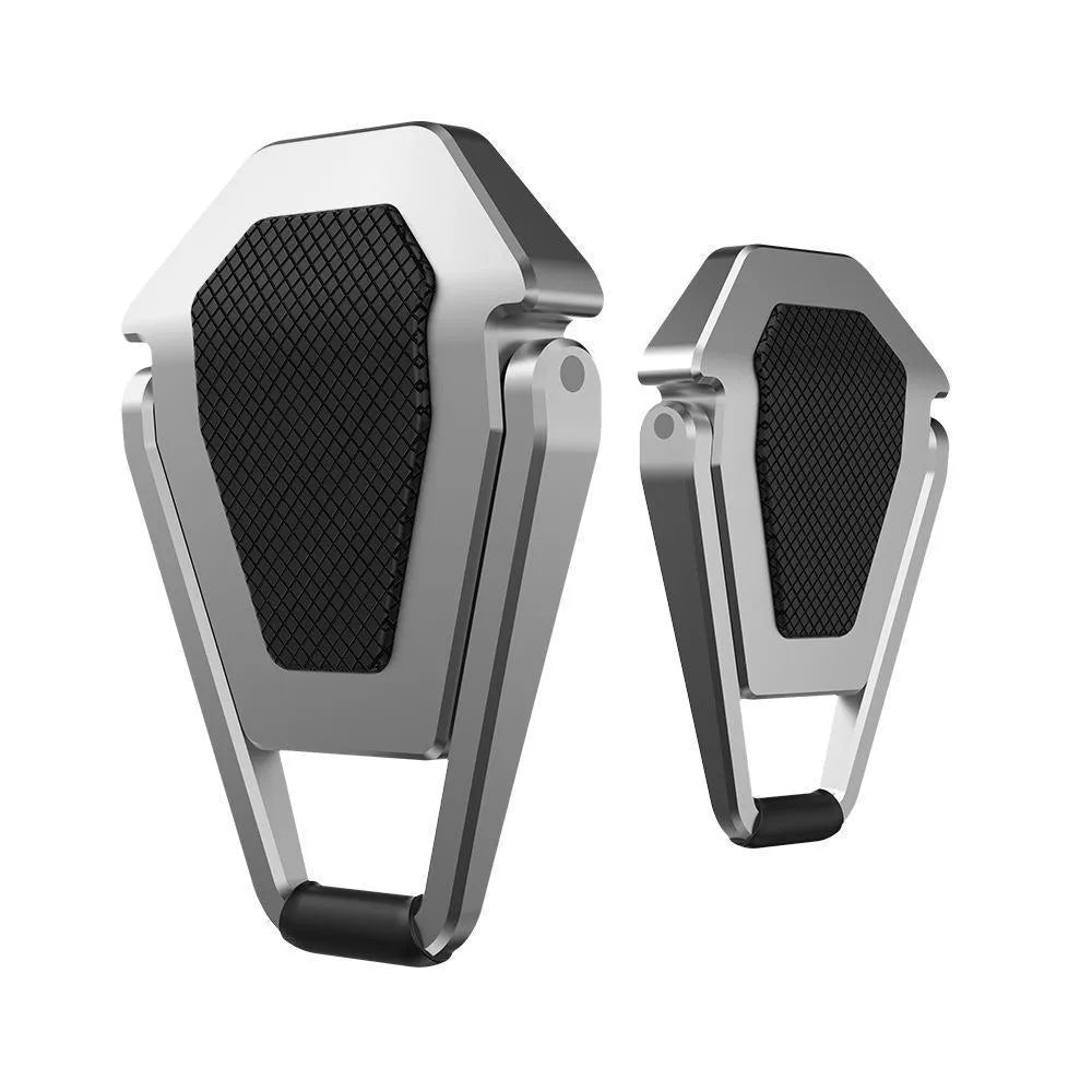 Compact foldable aluminum alloy laptop stand bracket shown in silver and white colour options.