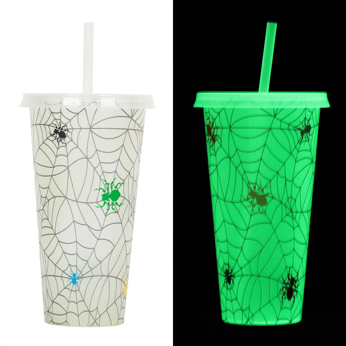 Halloween luminous straw sippy cup with 720ml capacity and PP plastic construction