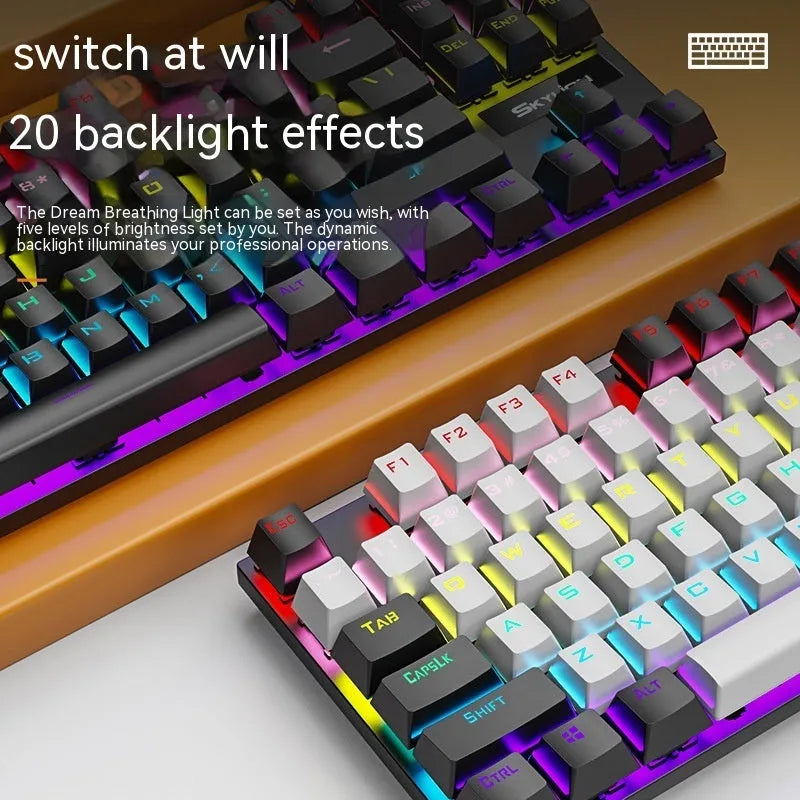 K87 mechanical wired keyboard with metal construction in selected colour with green axis or red axis switches