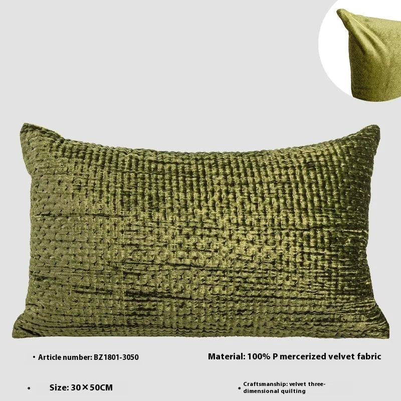 Antique style quilted velvet cushions in square and waist sizes with feather velvet cores
