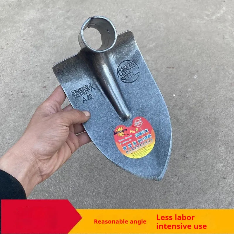 Agricultural pointed hoe with manganese steel quenched tip and stainless steel flat hoe head