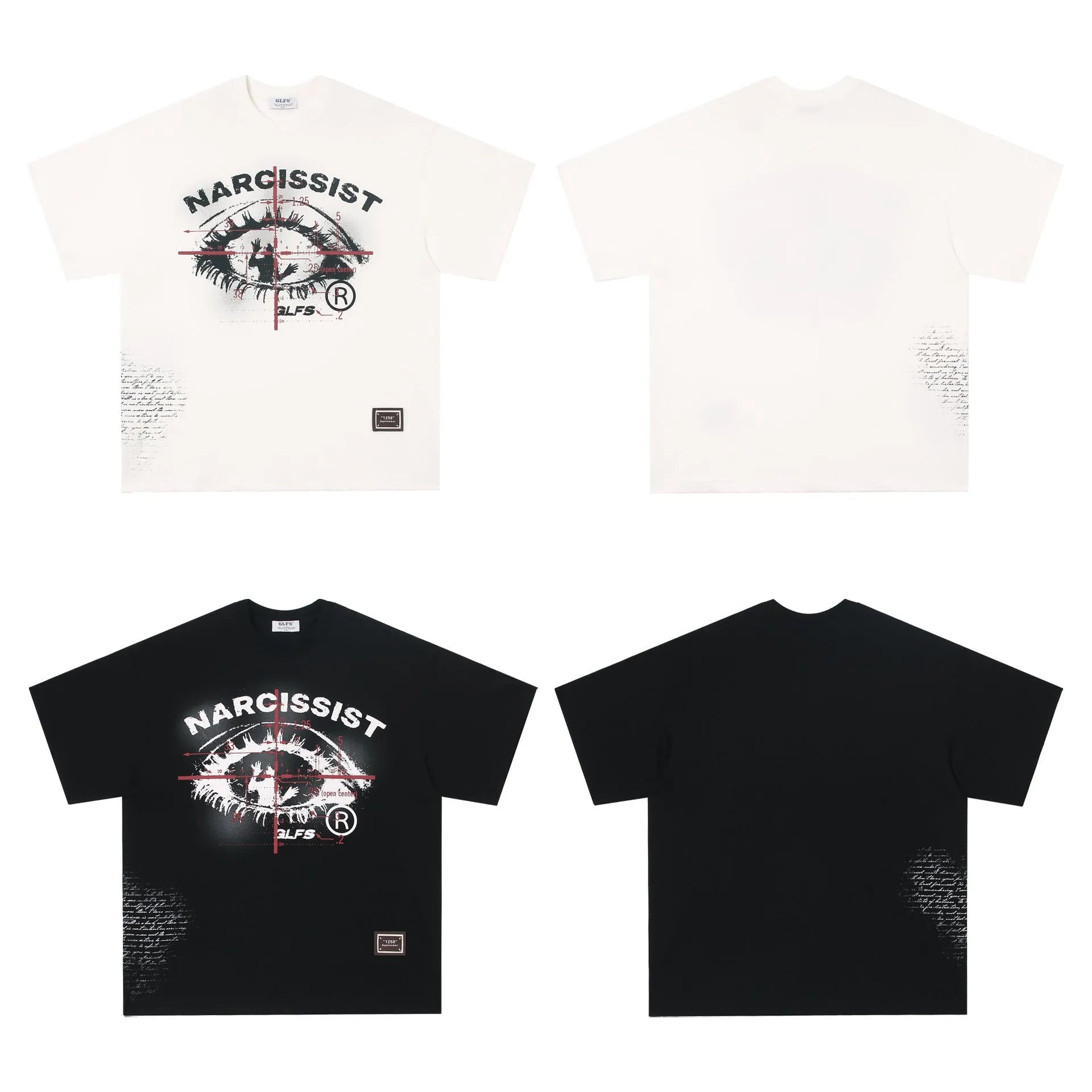 American retro hip hop gothic T-shirt in pure cotton with letter pattern design