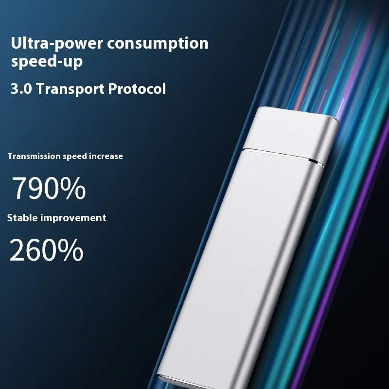 Sapphire blue metal portable external hard disk with USB cable for mobile phone and computer storage