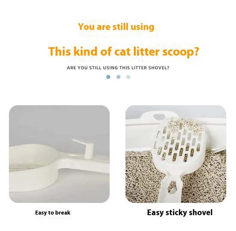 Black metal cat litter scoop with 0.8cm gaps between perforations