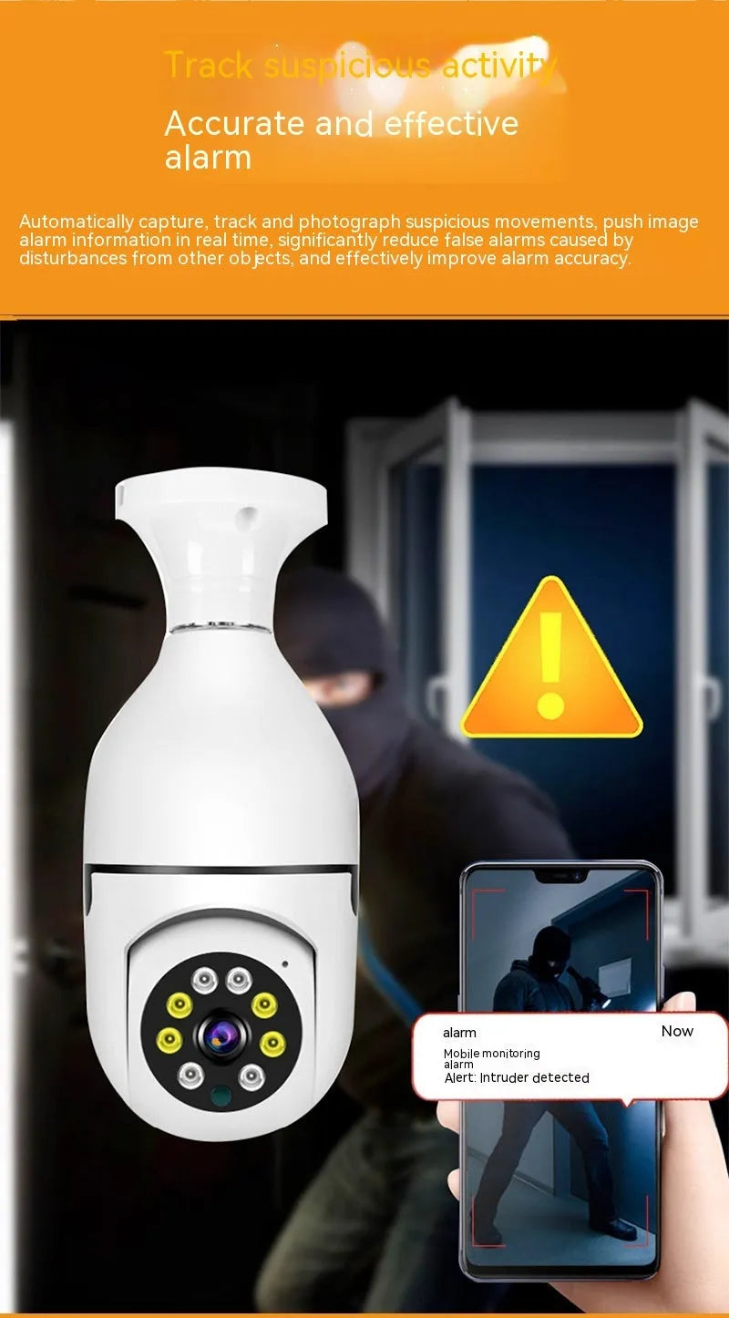 Wireless bulb camera with 1080p lens and metal plastic body for indoor outdoor WiFi security monitoring