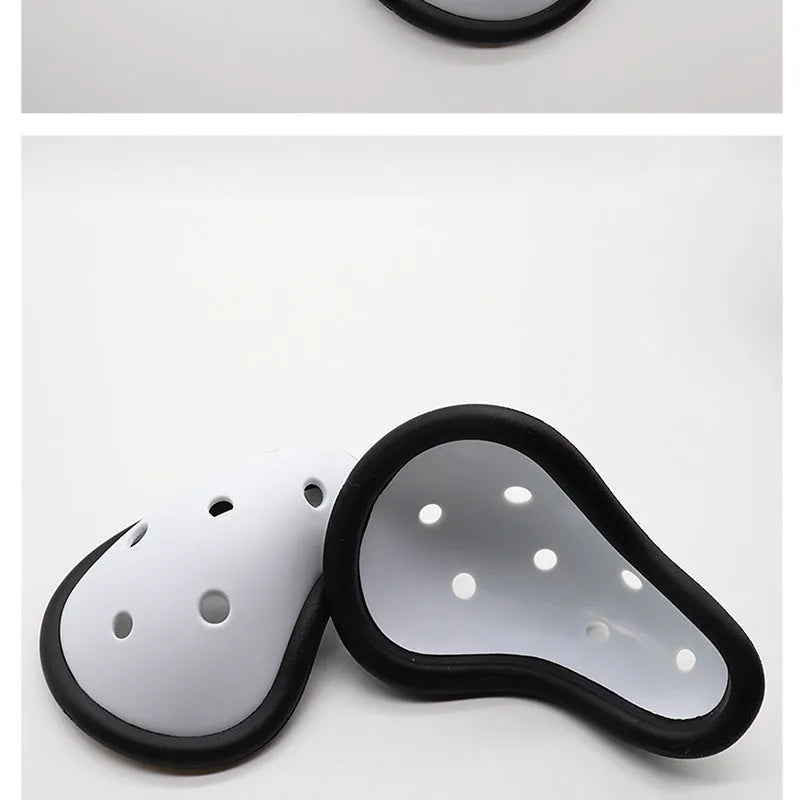 Rubber genital protector sports safety gear for adult and children in contact sports.