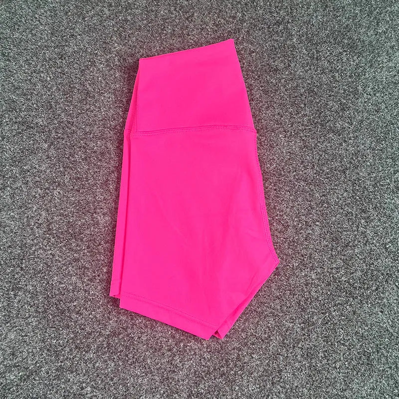 Women's high-waist yoga shorts in nylon fabric for running, sports, and cycling activities