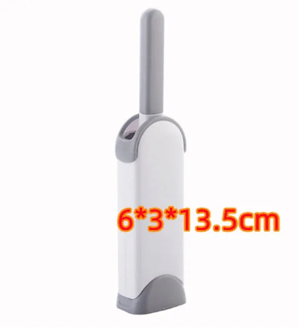 Reusable pet hair removal brush with double-sided roller and self-cleaning base