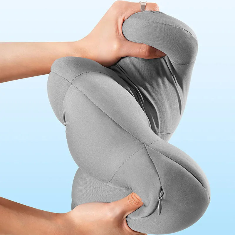 Car head pillow and lumbar support pillow set with memory foam filling in grey or orange colour options