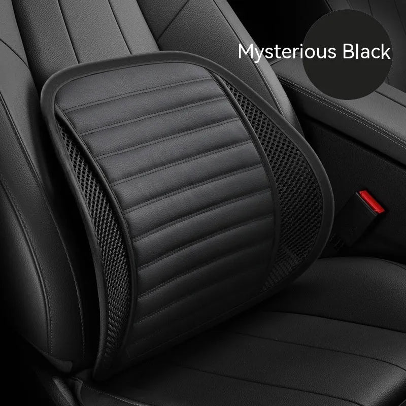 Genuine leather lumbar support cushion for car seats and office chairs in five colour options