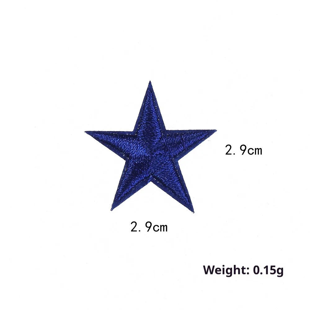 Colourful five-pointed star cloth embroidery stickers for DIY clothing decoration and craft projects