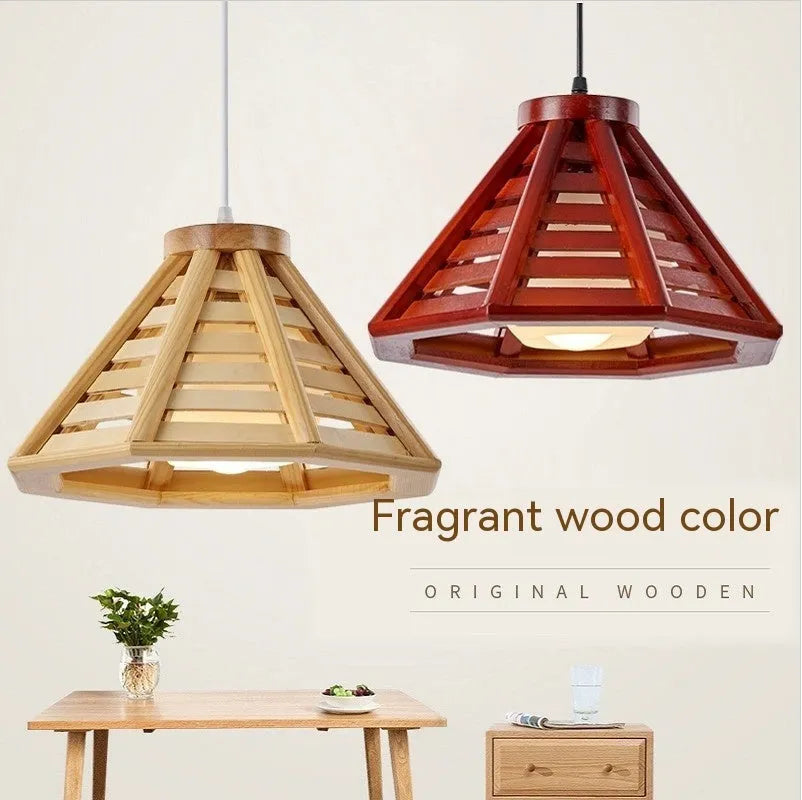 Modern minimalist bamboo woven woodcraft ceiling pendant lamp in wood colour with LED light source, 35cm or 50cm size