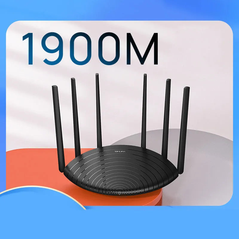 TL-WDR7661 AC1900 Gigabit wireless home router with compact black chassis.