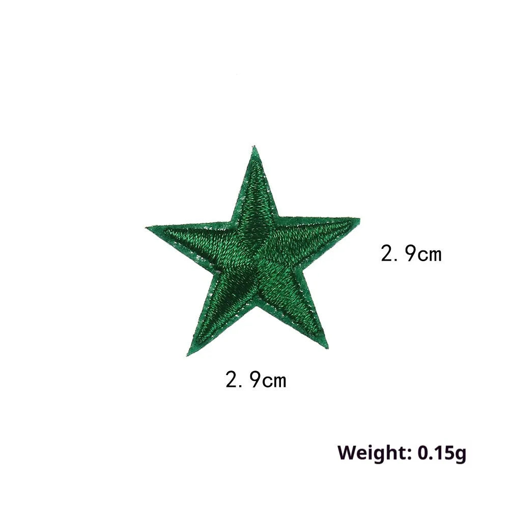 Colourful five-pointed star cloth embroidery stickers for DIY clothing decoration and craft projects