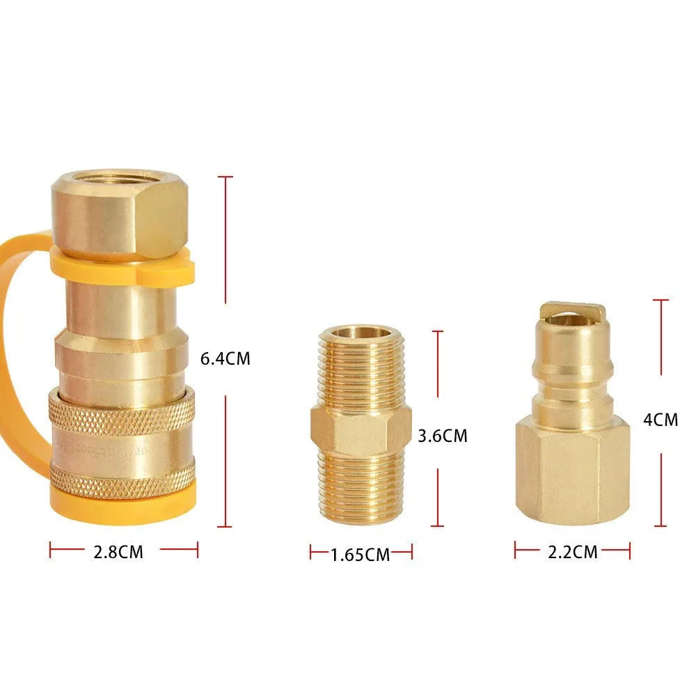 Gold brass gas propane conversion charging connector with 3/8 American thread for tank connections