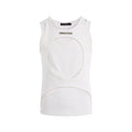 Men's hollow thread sleeveless waistcoat in black or white with round neck pullover design