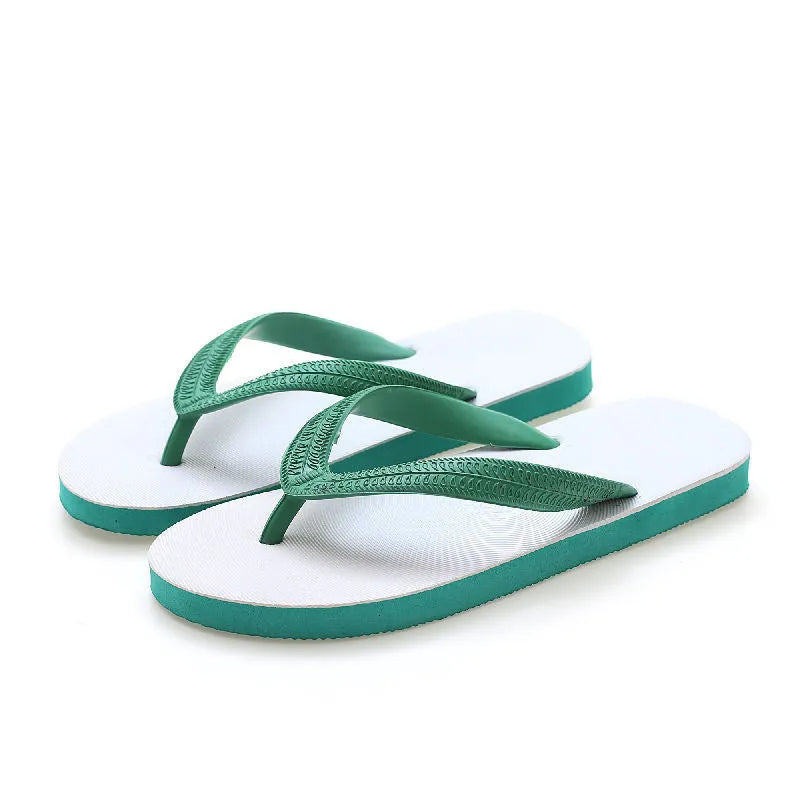 Casual rubber flip-flops with fish logo in green, red, blue, or black colours