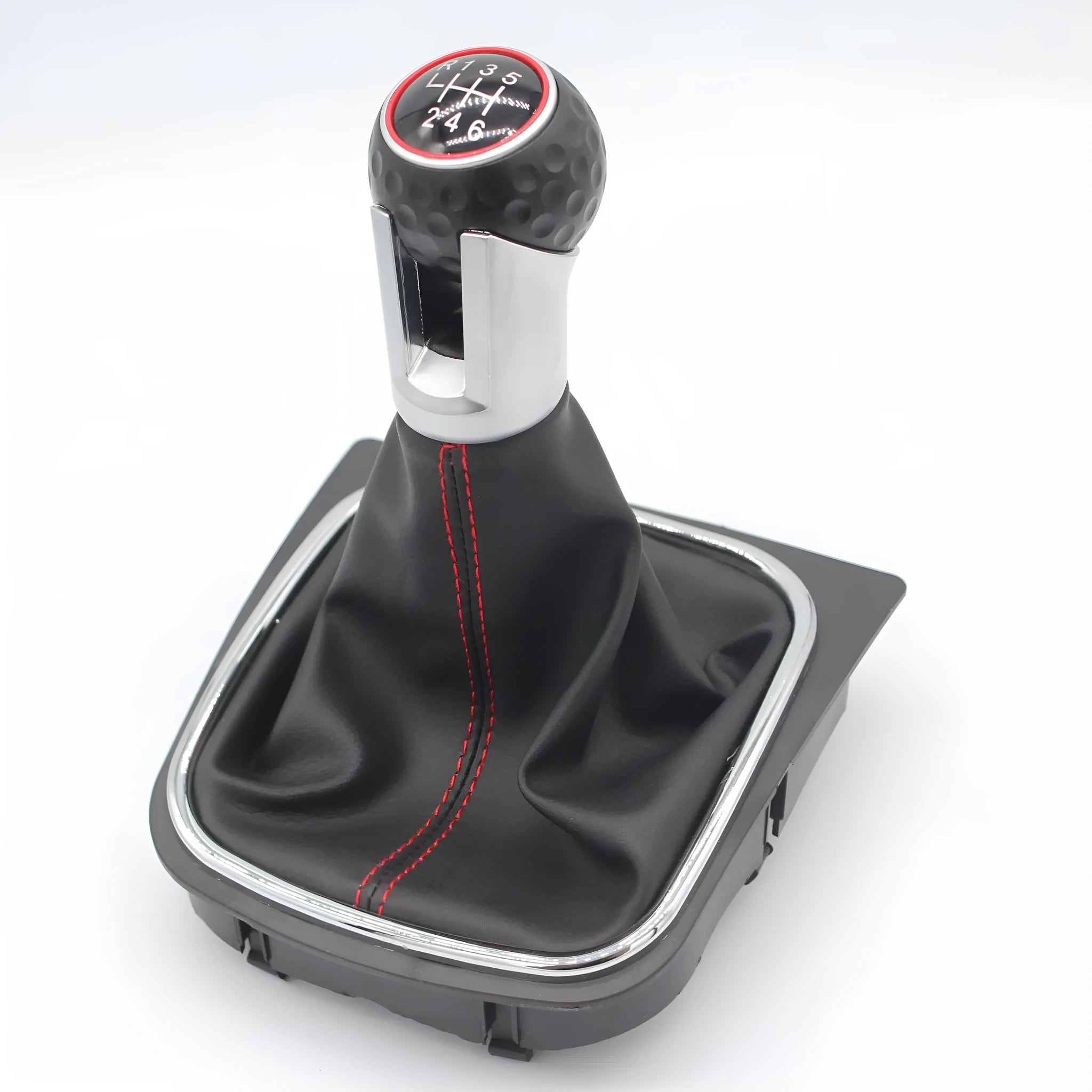 Leather gear lever handball replacement part for Volkswagen Golf 5, 6, and 7 manual transmission.