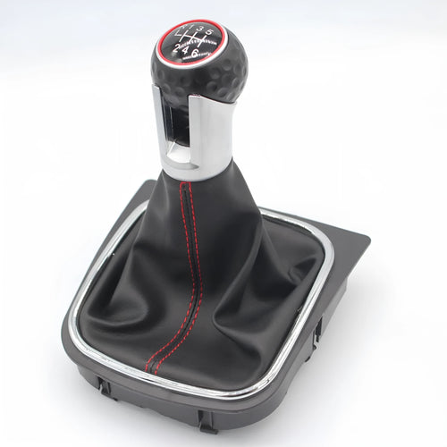 Leather gear lever handball replacement part for Volkswagen Golf 5, 6, and 7 manual transmission.