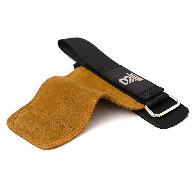 Brown elastic horizontal bar wrist protector with adjustable closure for fitness training