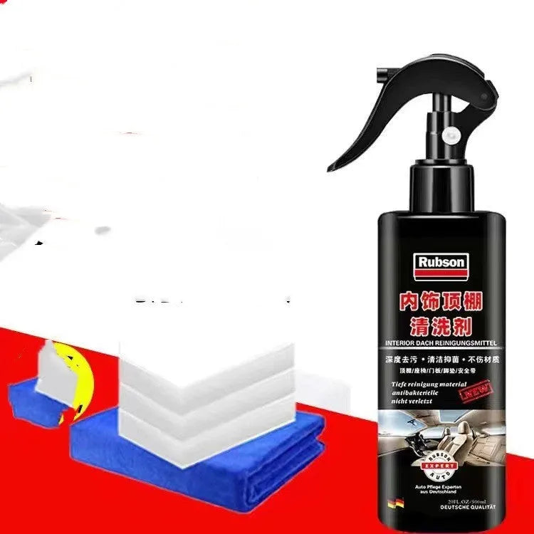 Wash free fabric roof foam cleaner bottle with sponge wipes and towel for car interior cleaning