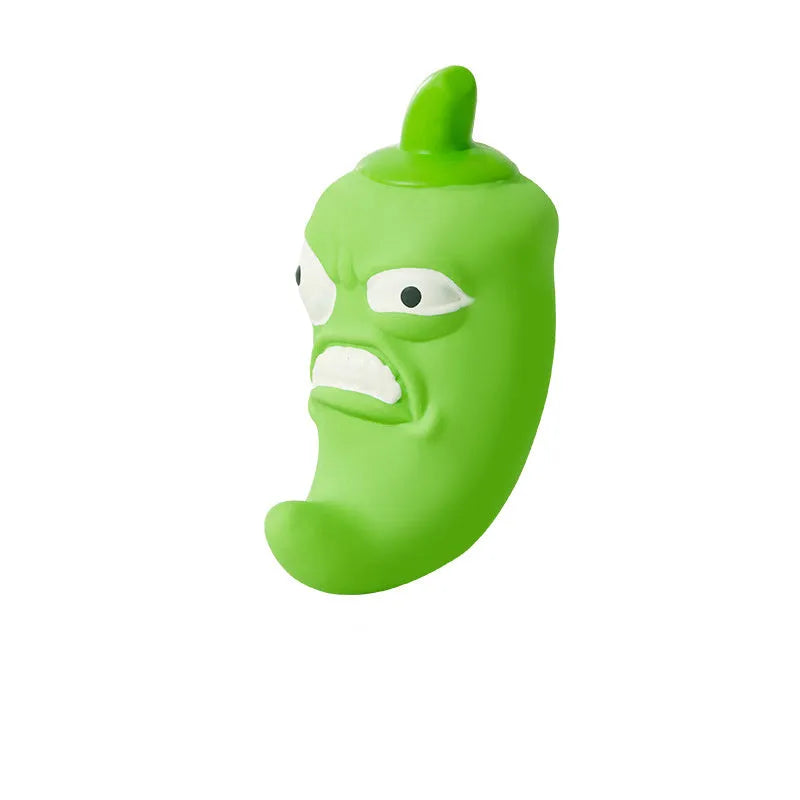 Bitter melon or chilli shaped dog toy with pet sound feature for teeth grinding and biting resistance