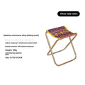 Black aluminium alloy folding camping stool shown open for use and folded flat for storage.