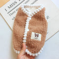 Dibi Bear corduroy pet vest for dogs and cats in brown with coral fleece lining