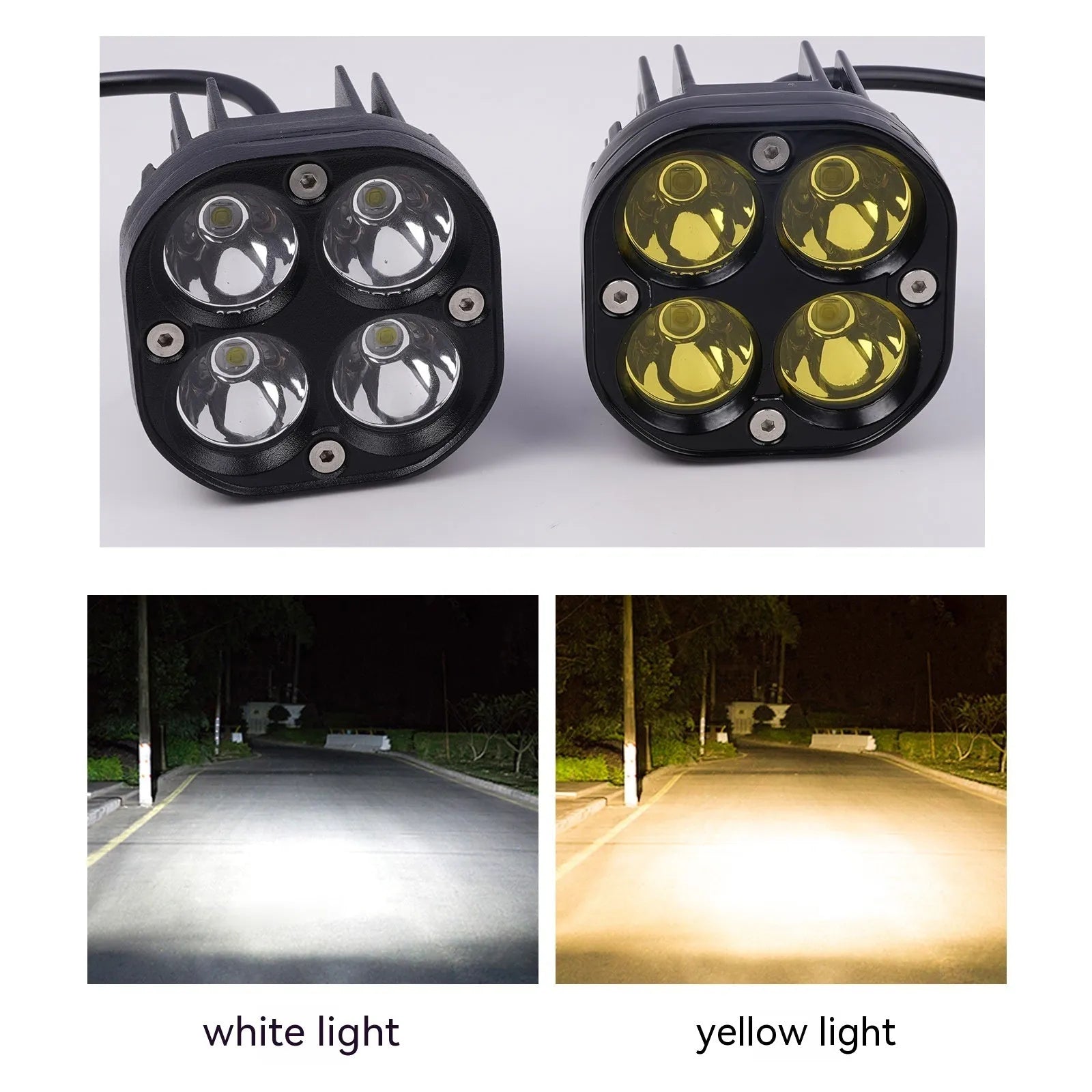 Four-leaf clover pattern vehicle spotlight with aluminium mounting plate for motorcycle car modification