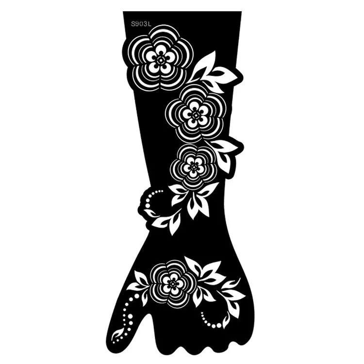 Geometric hollow template tattoo stickers showing intricate cut-out patterns for tattoo stencil applications