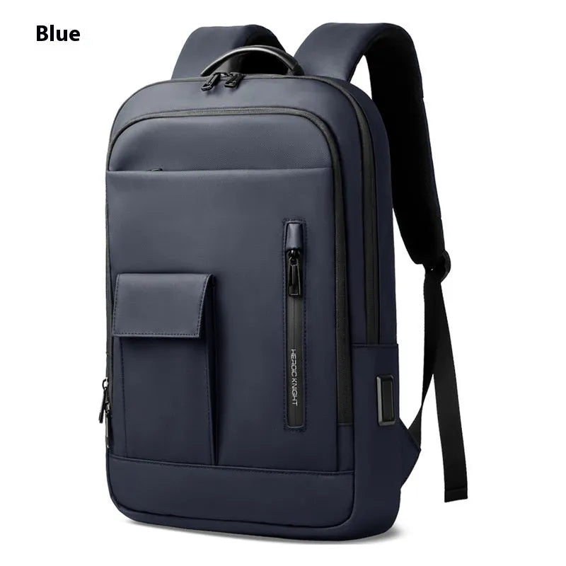 Lightweight Oxford cloth men's backpack in solid colour with sewing line detail