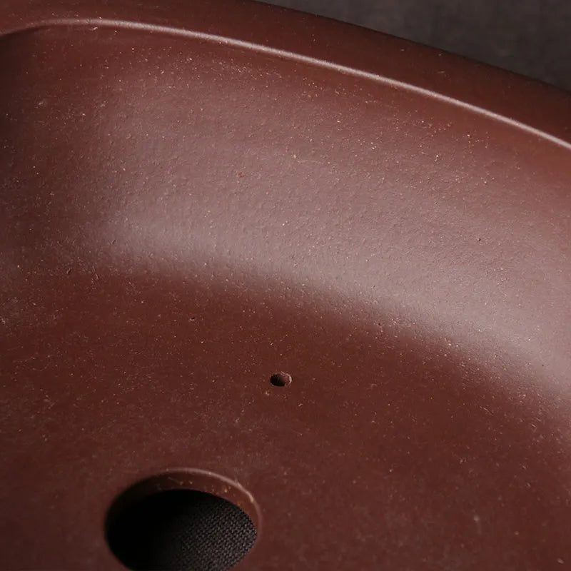 Purple clay handmade bonsai basin with classical Chinese design measuring 25x20x7cm