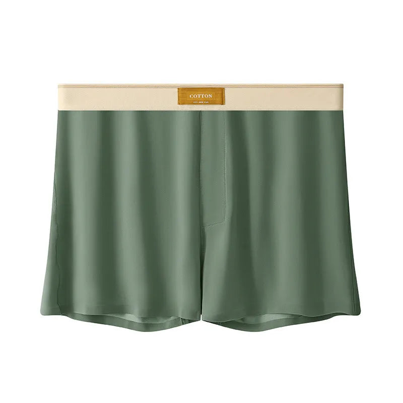 Pack of three pairs of men's solid colour ice silk underwear on a white background.