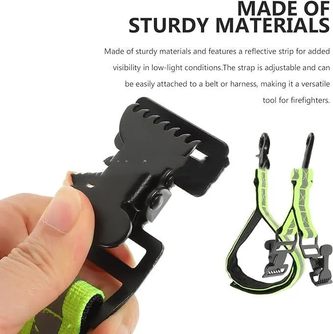 Fluorescent green metal buckle safety clip for fireman gloves with reflective materials