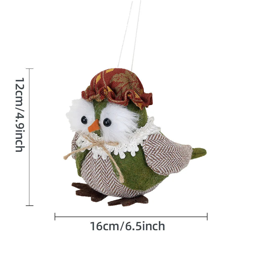 Harvest owl pendant ornament in orange or green colours for window or desktop seasonal decoration
