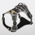Orange reflective dog harness and lead with a chest and back design for secure walking control.